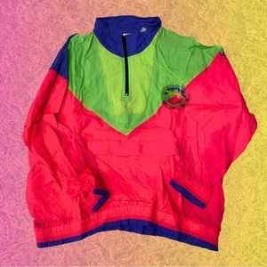 Vintage Slazenger Windbreaker Jacket Mens Medium Neon Pink 1990s Style